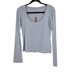 NWT Skims Sleep Zen Blue Scoop Neck Long Flare Sleeve T-Shirt Top Size M